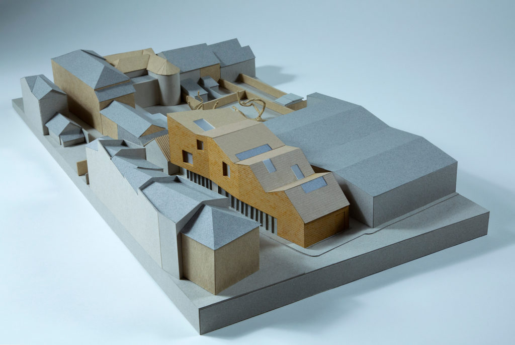 An image of a cardboard mock-up by ZMMA for the new Gainsborough's House museum concept.
