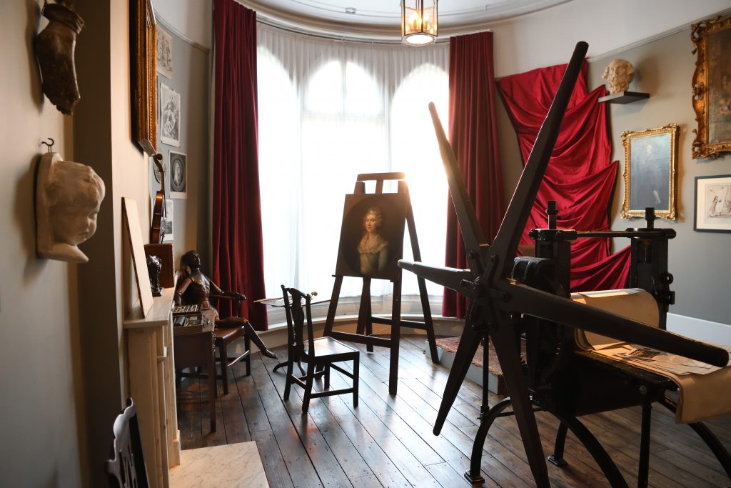 An image of the Drawing Room in Gainsborough's House. Also known as the Lower Bow room.